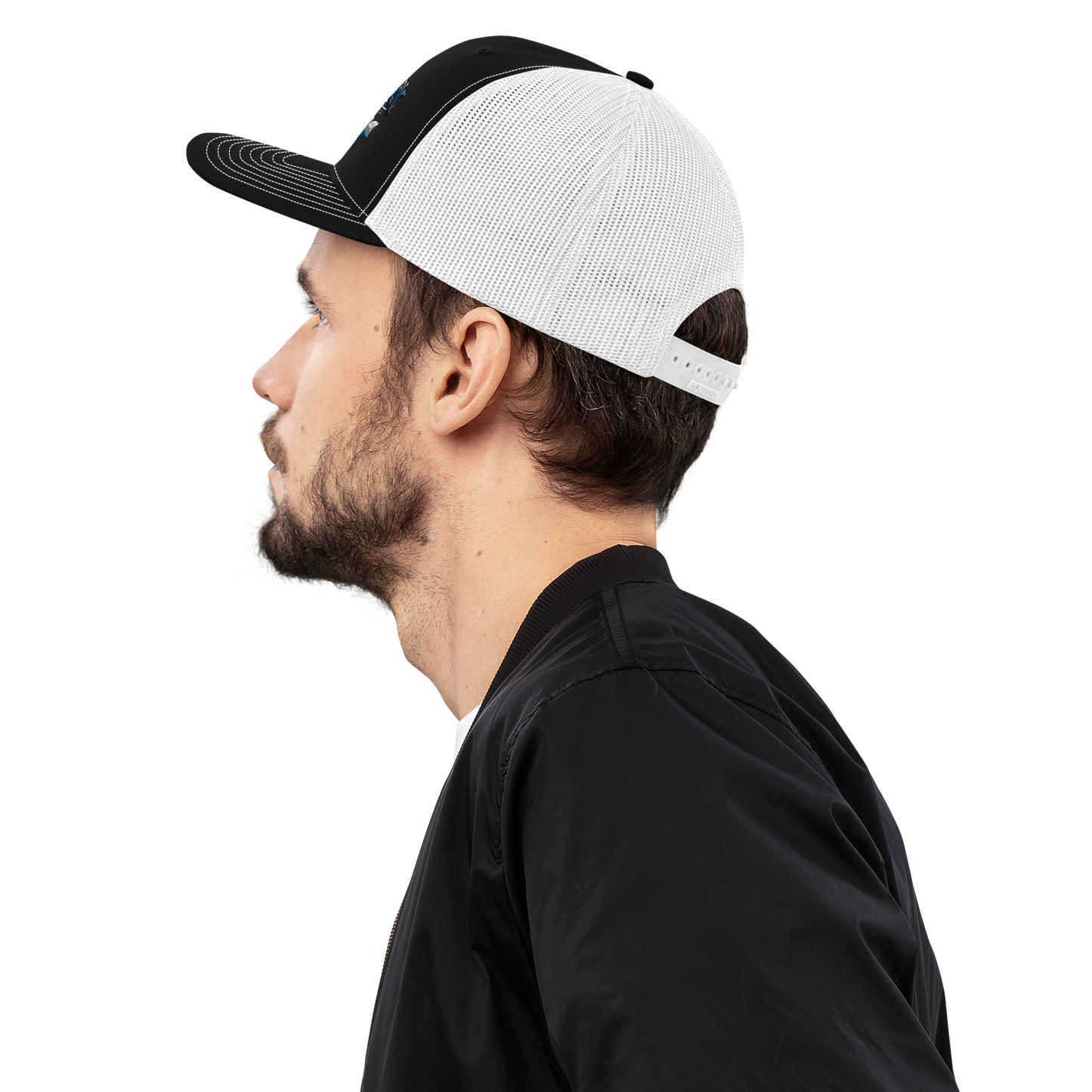 Richardson 112 Snapback Trucker Cap–Black / White (Adjustable)
