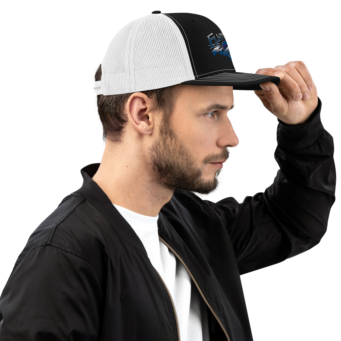 Richardson 112 Snapback Trucker Cap–Black / White (Adjustable)